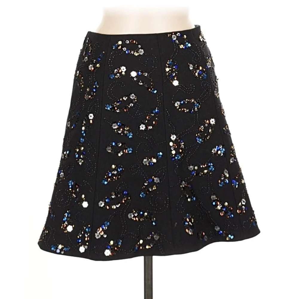 Club Monaco Black Skirt with Floral Embellishments